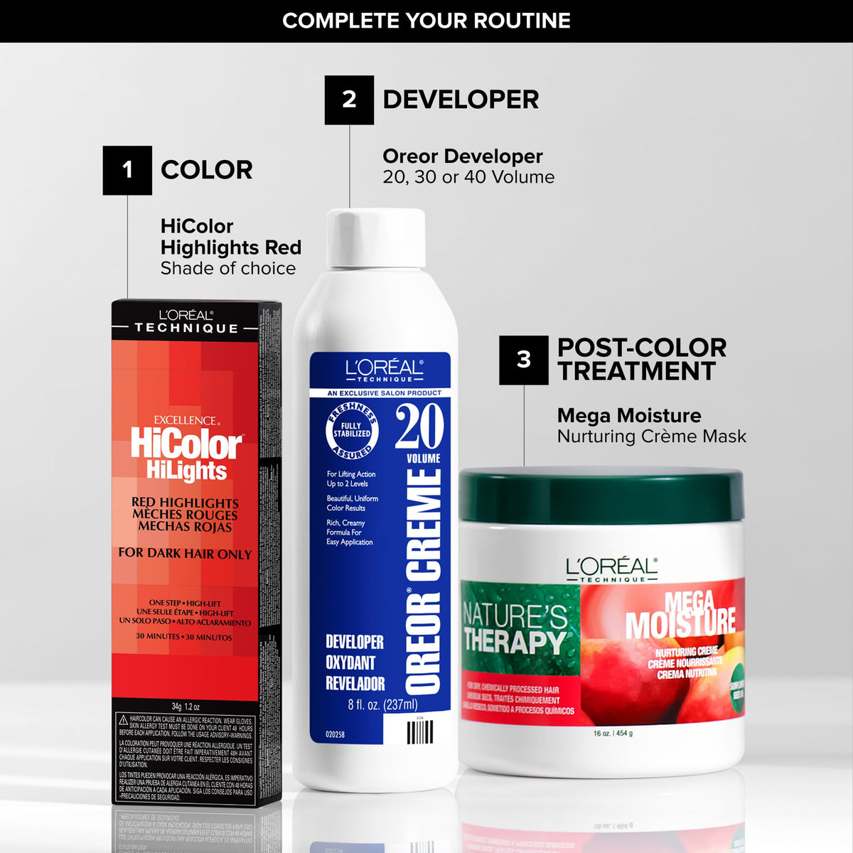 L'OREAL TECHNIQUE mixing bowl and oxidant showing proper developer pairing benefit
