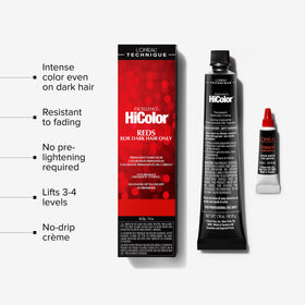 L'OREAL TECHNIQUE being applied to dark hair in salon for one-step lift