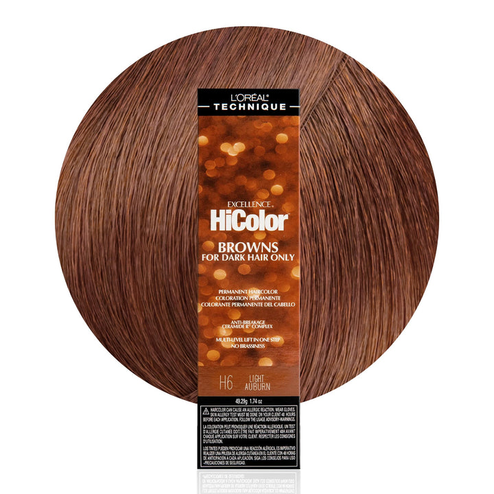 L'OREAL TECHNIQUE front packaging showing product and auburn shade benefits