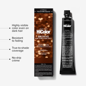L'OREAL TECHNIQUE before and after on dark hair showing lift and tone