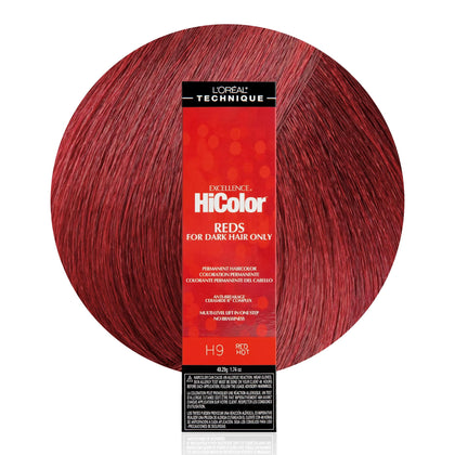 L'OREAL TECHNIQUE front packaging showing shade Red Hot and benefits