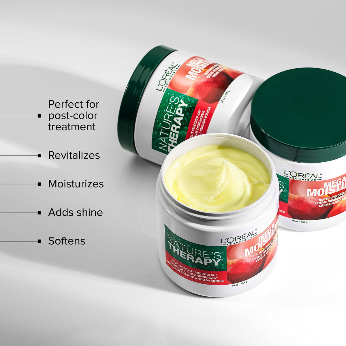 L'OREAL TECHNIQUE botanical ingredients display highlighting natural extracts for nourishment