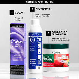 L'OREAL TECHNIQUE developer being mixed with color demonstrating even blend and control