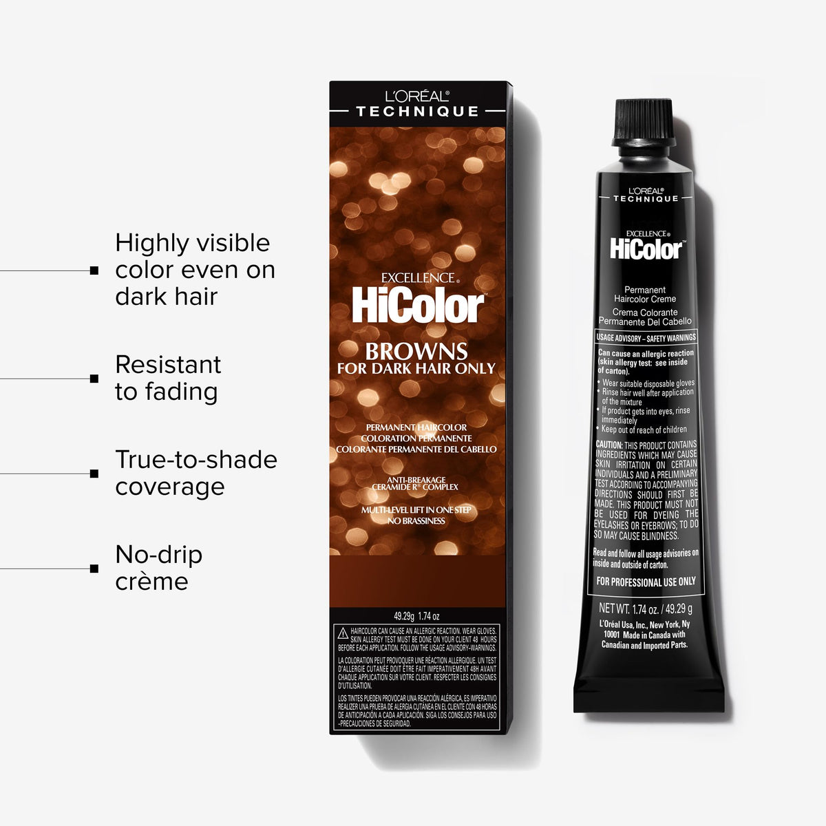 L'OREAL TECHNIQUE before and after lift demonstrates reduced brassiness