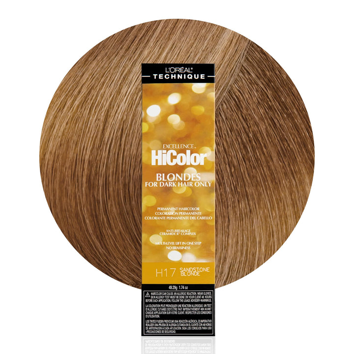 L'OREAL TECHNIQUE front packaging shows Sandstone Blonde shade and benefits