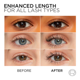 L'Oreal Paris flat brush side demonstrating lengthening effect on lashes