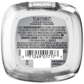 L'Oreal Paris True Match powder packaging label showing shade N1 Light and product details