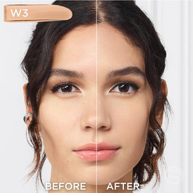 L'Oreal Paris side label visible with shade W3 and ingredient clarity benefit