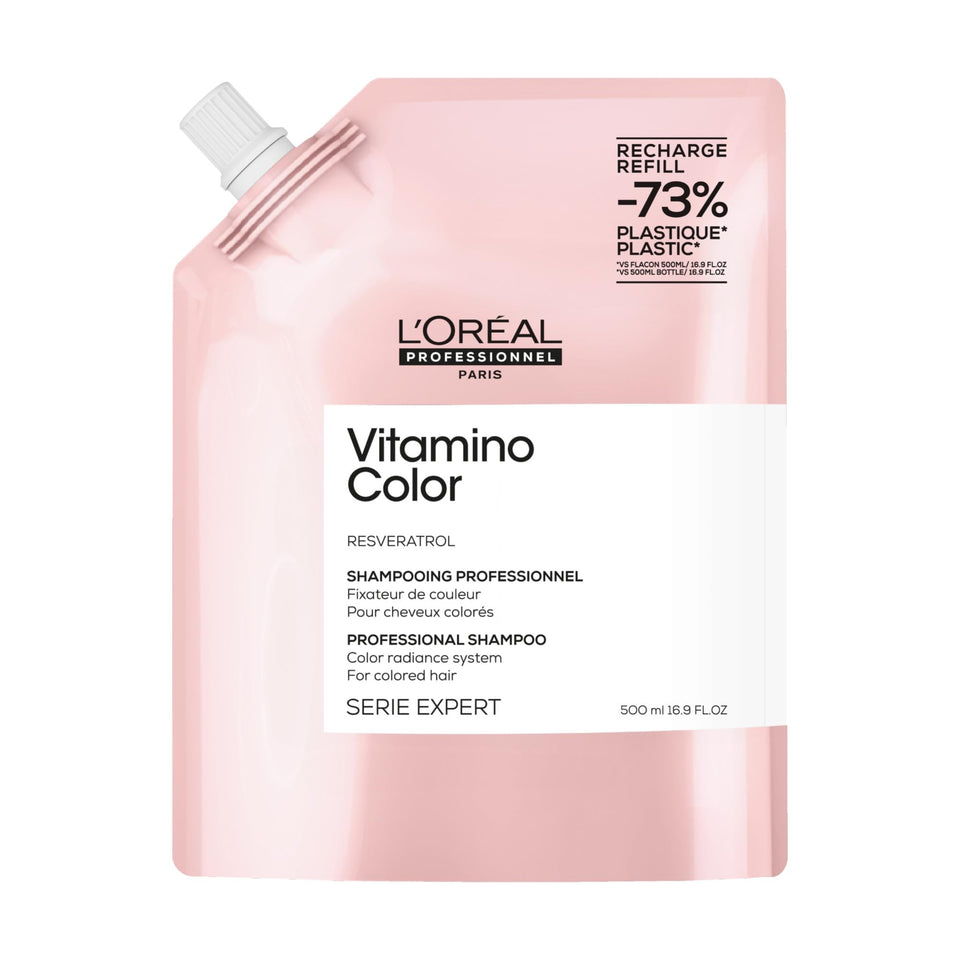 L'Oréal Professionnel refill front view showing label and sustainable benefit