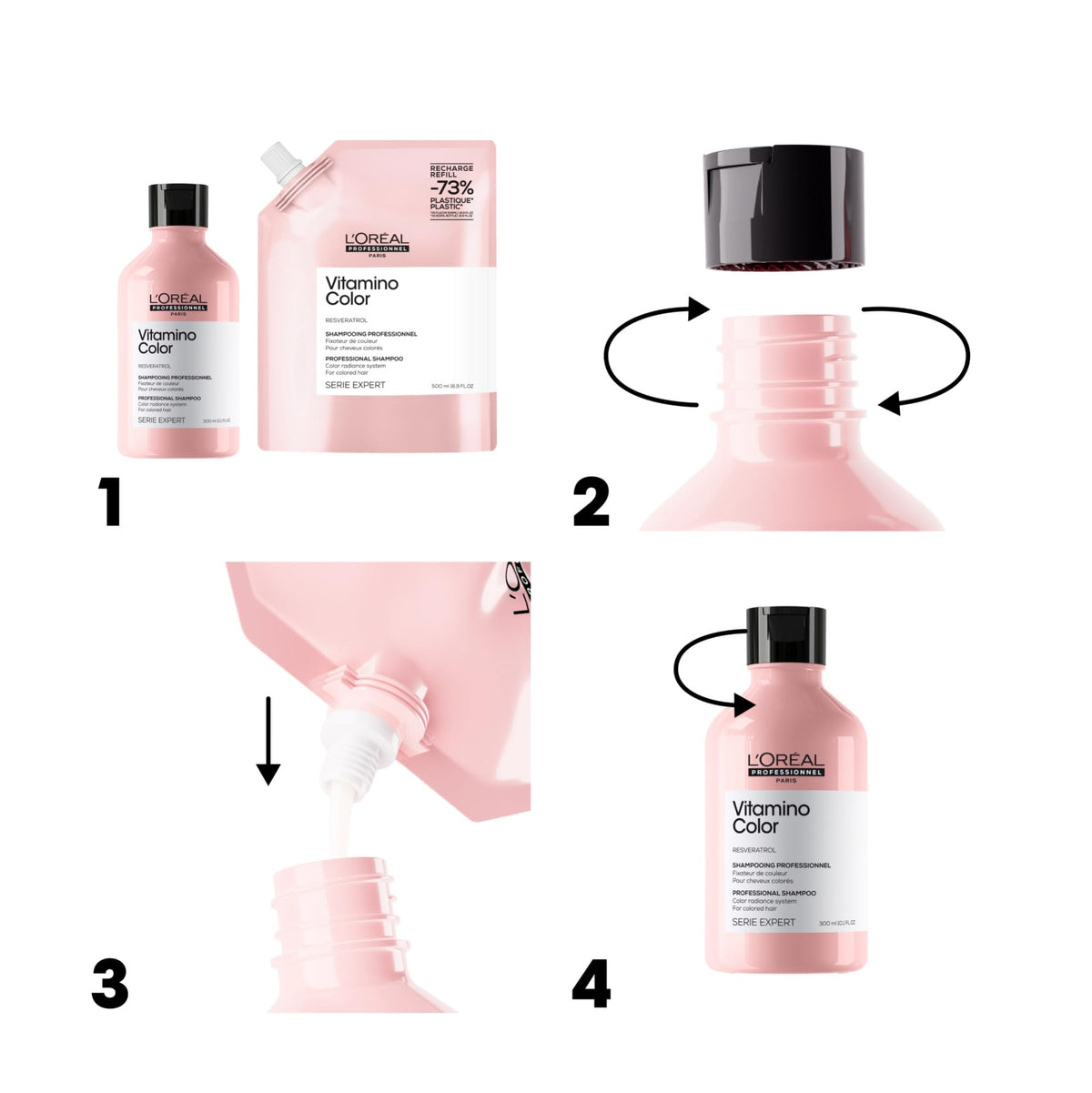 L'Oréal Professionnel bottle staged in bathroom for easy at-home salon care
