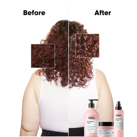 L'Oréal Professionnel shampoo being applied in shower for color protection benefit