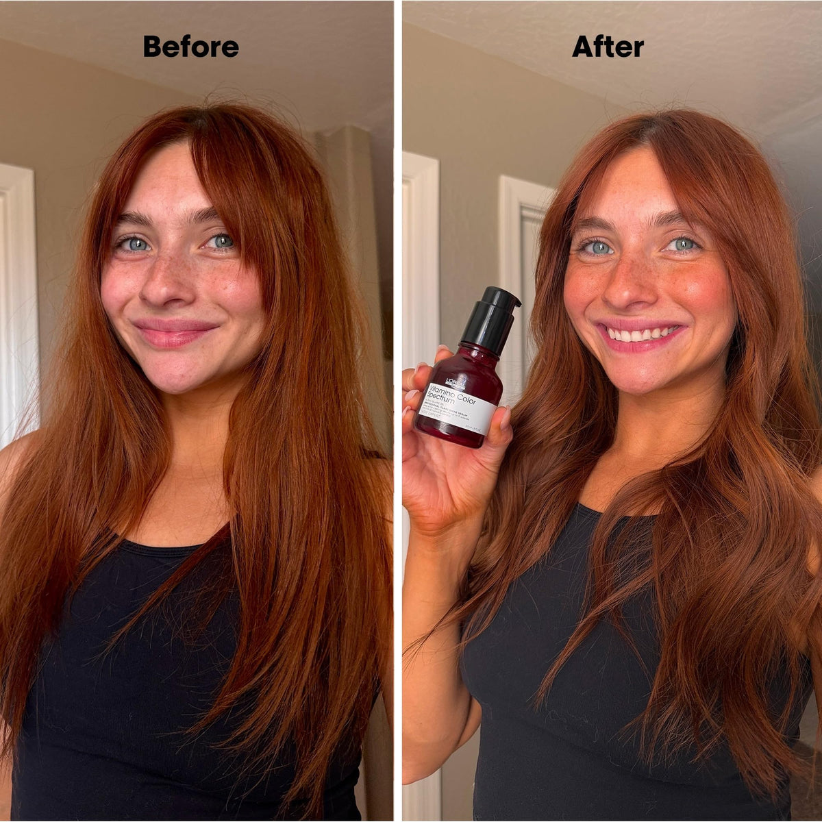 L'Oréal Professionnel pump and label detail highlighting usage benefit