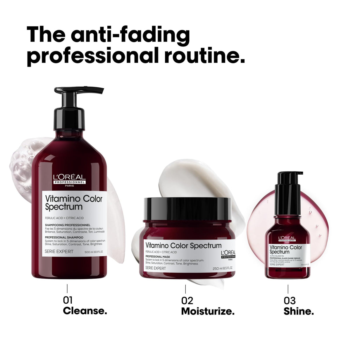 L'Oréal Professionnel serum on bathroom shelf in lifestyle styling scene