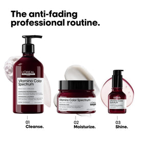 L'Oréal Professionnel serum on bathroom shelf in lifestyle styling scene