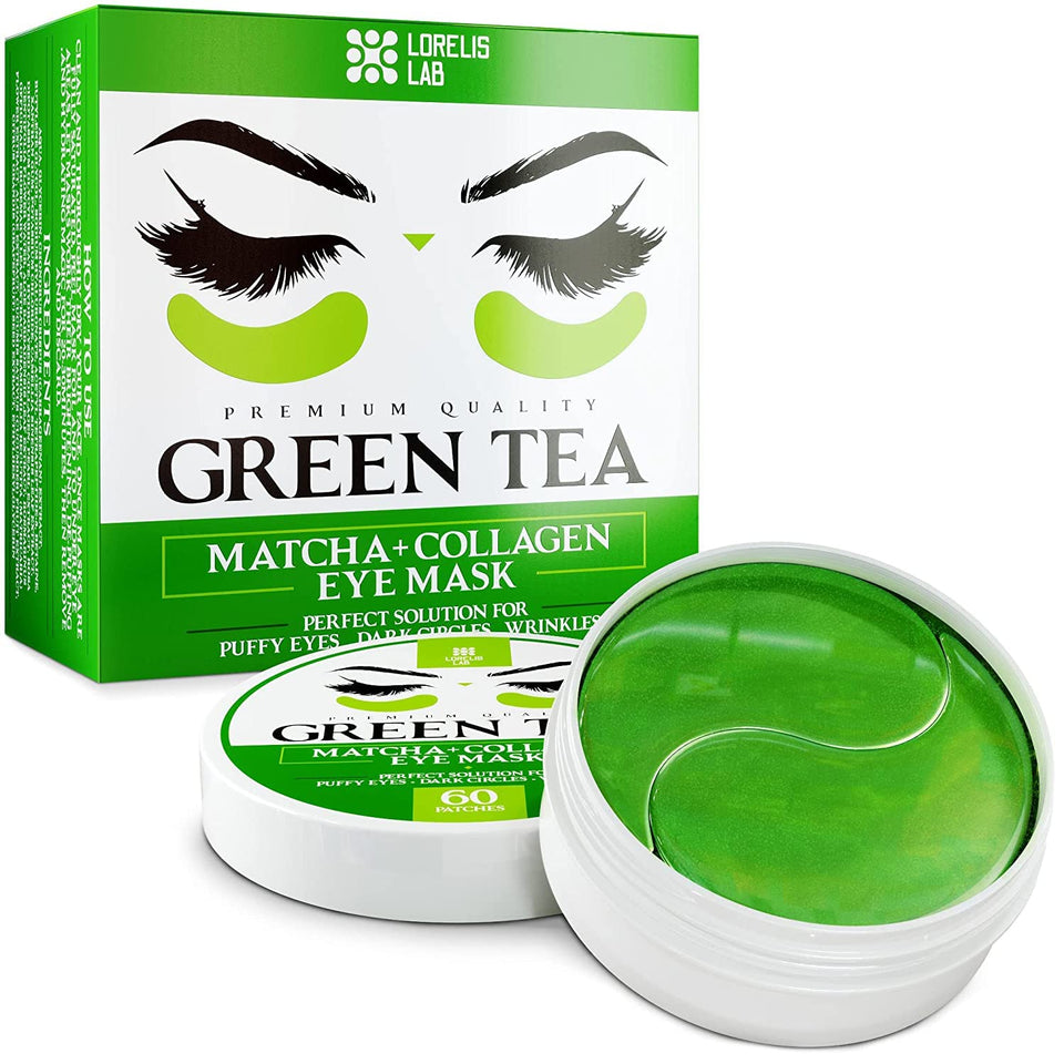 Lorelis Lab front packaging showing 60 under eye gel pads and benefits