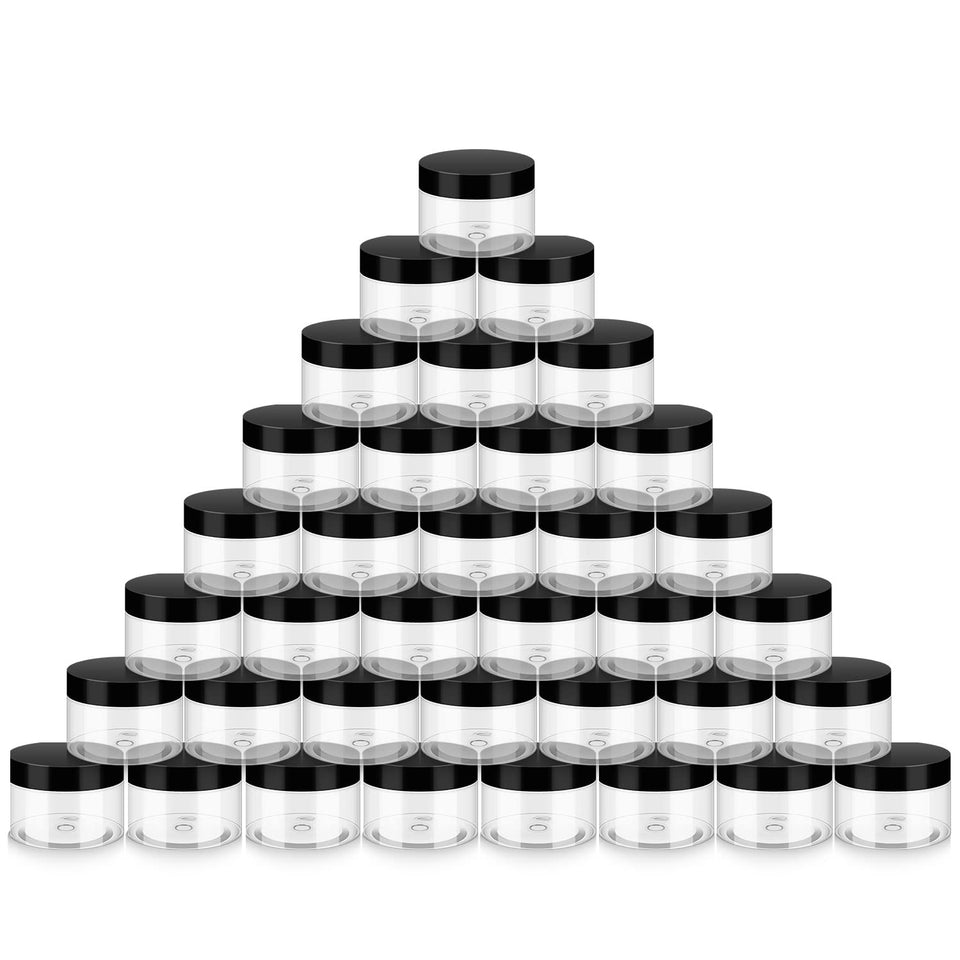 Loretoy clear jar pack front view showing 36 reusable containers and convenience