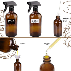 Loretoy labels, funnels and droppers displayed for organized refilling