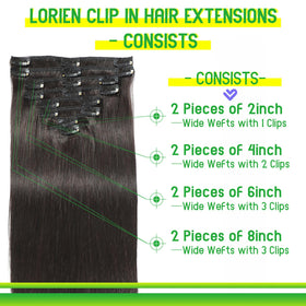 LORIEN full 18-inch straight weft showing length and blendable natural black color