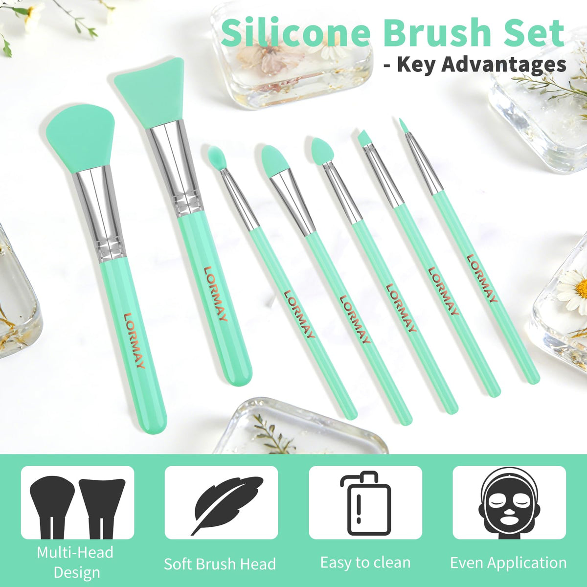LORMAY brushes being rinsed under tap for quick cleaning and fast reuse benefit