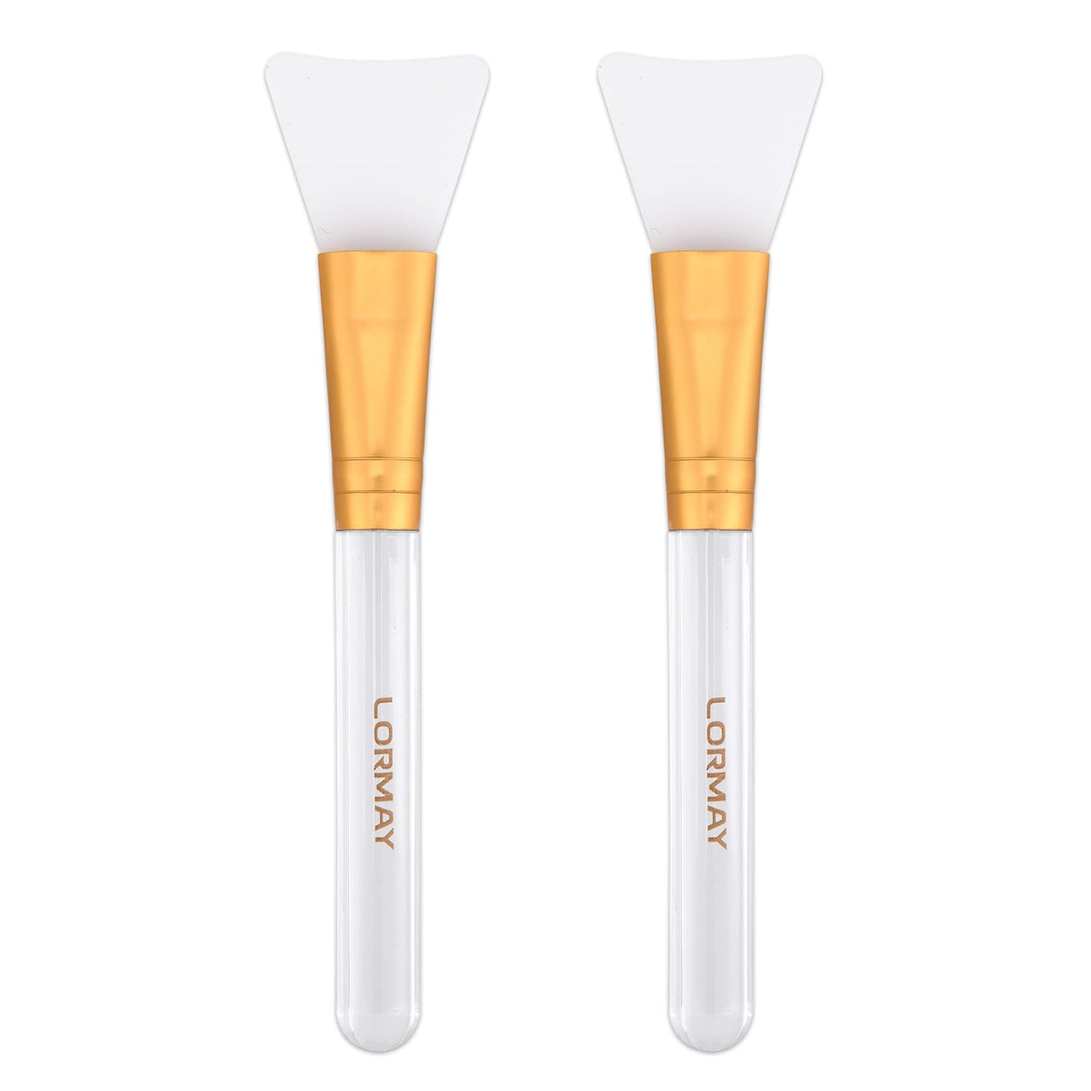 LORMAY front view of two brushes showing packaging and compact design benefit
