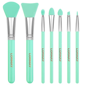 LORMAY mint green kit front packaging showing seven silicone applicators and compact case benefit easy storage
