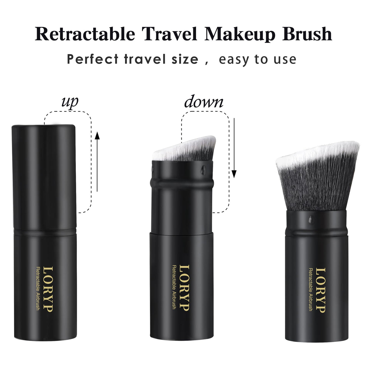 LORYP aluminum cover sliding to protect bristles and prevent makeup stains