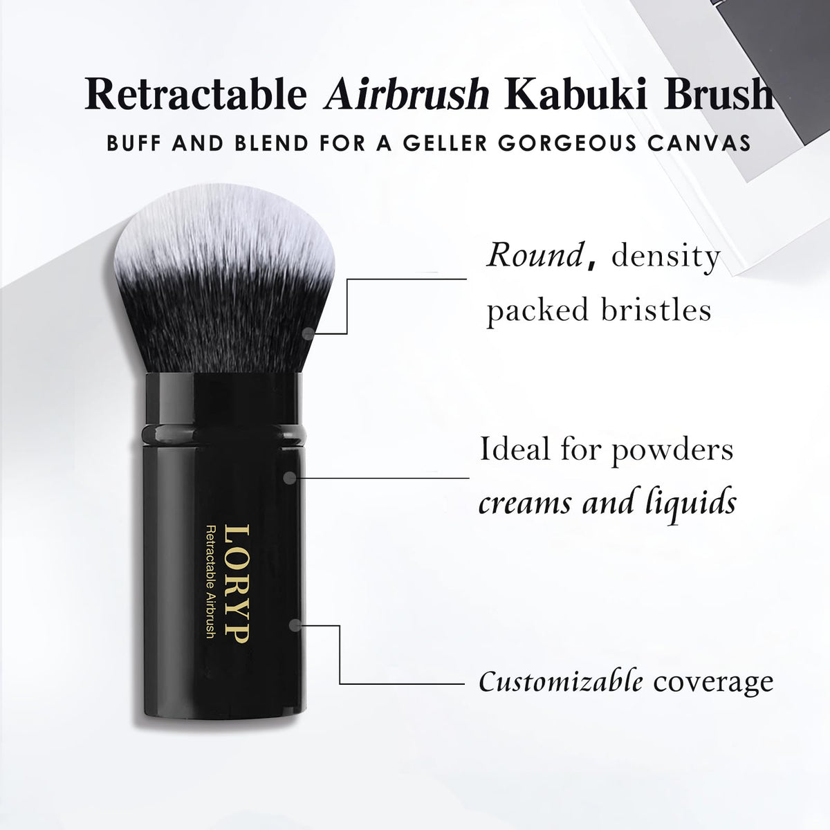 LORYP brush applying liquid foundation for even, streak-free coverage