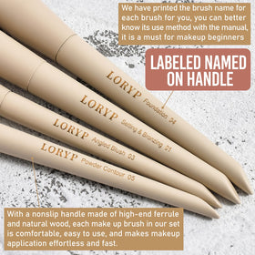 LORYP numbered face brushes displayed with labels for easy identification