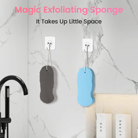 Losaria sponge in bathroom during use showing refreshing bathing benefit