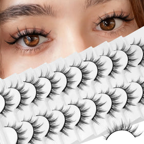 Losha front packaging showing 10-pair manga lashes and clear style labeling benefits easy selection