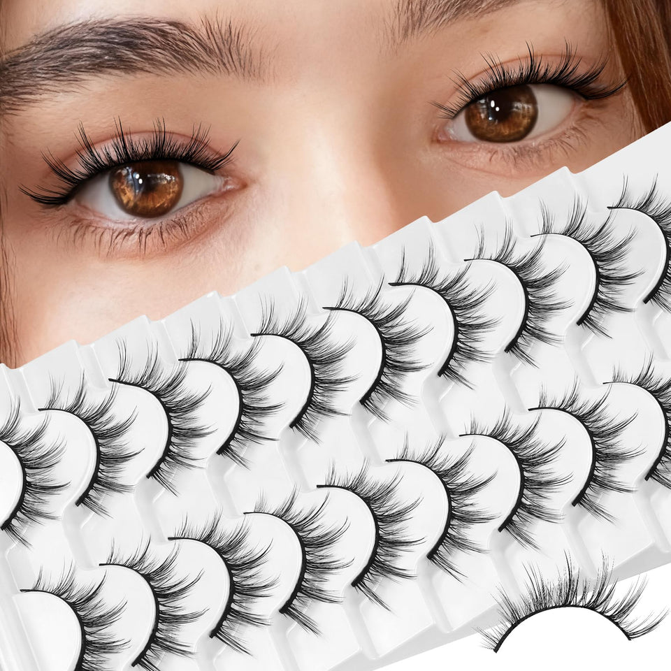 Losha front packaging showing 10-pair manga lashes and clear style labeling benefits easy selection