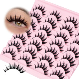 Losha front packaging showing 14-pair spiky manga lashes and set benefit