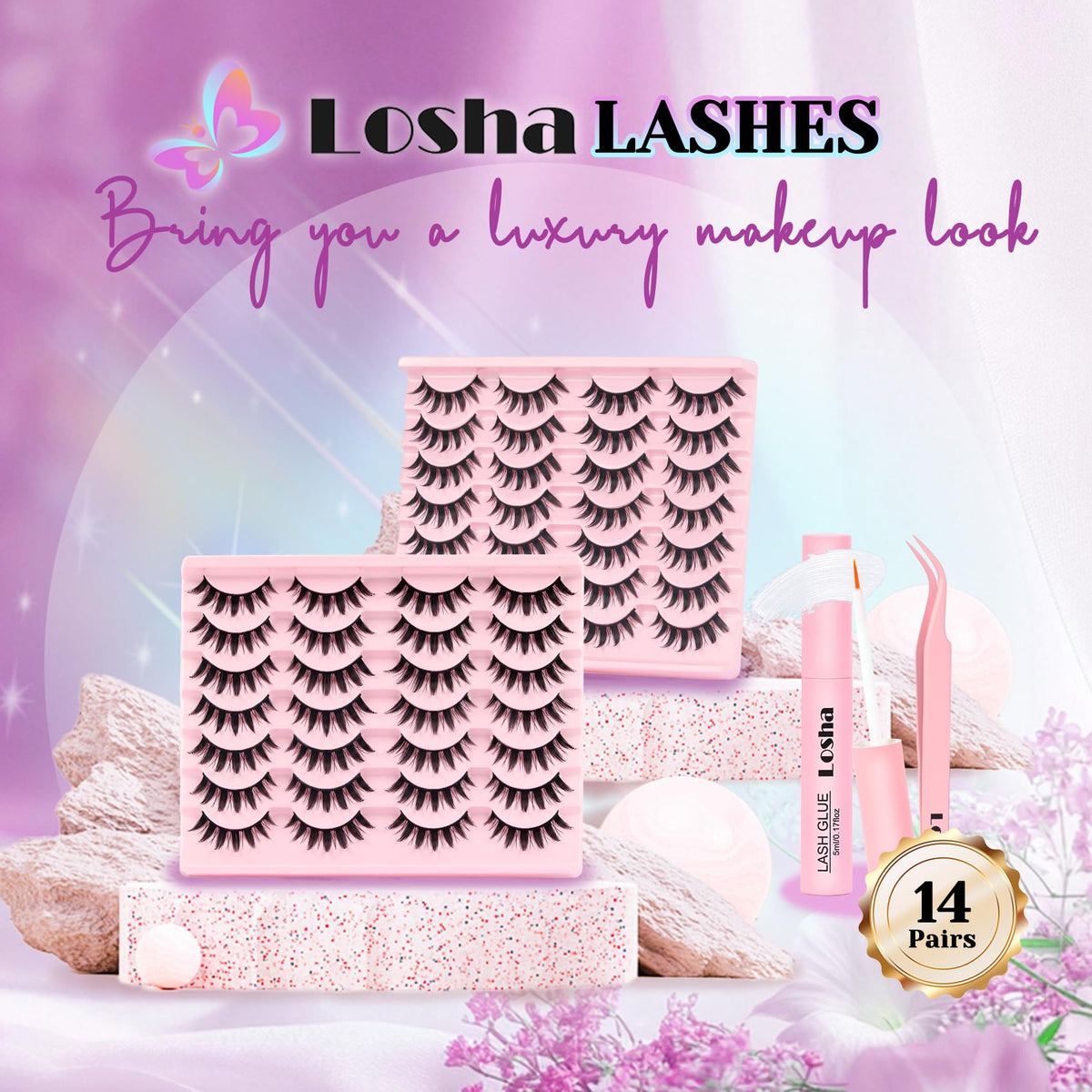Losha Lashes styled with cosplay makeup to achieve manga-inspired look