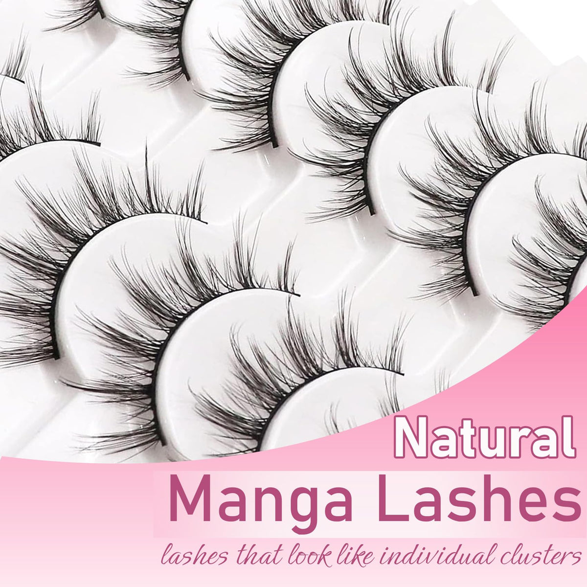 Losha lashes worn by model creating natural manga-inspired eye lift and defined look