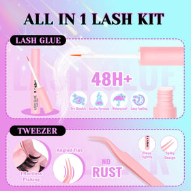 Losha Lashes next to hand for scale showing multiple pair lengths and sizes