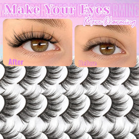 Losha lashes worn on eye highlighting natural cat-eye lift