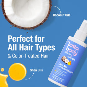 Lottabody label detail highlighting coconut and shea oils for hydration