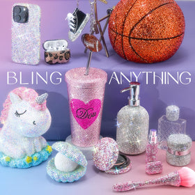 LOTWOW rhinestones decorating a phone case to demonstrate finished sparkle and personalized style