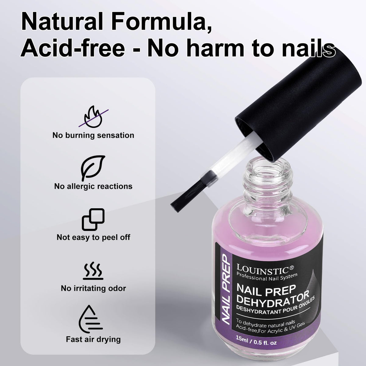 LOUINSTIC 15ml bottle next to coin showing portable travel-friendly benefit