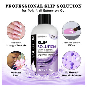 LOUINSTIC close-up of brush tip gliding through polygel showing smoother sculpting benefit