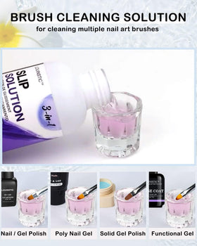 LOUINSTIC brush cleaning action removing polygel residue for restored bristles
