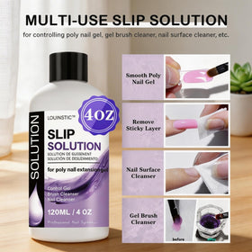 LOUINSTIC dual-ended brush held to demonstrate precise shaping and cleaner strokes