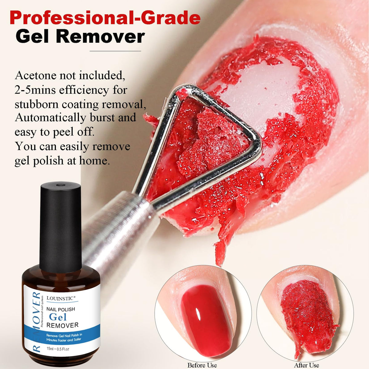 LOUINSTIC full kit with file scraper and cuticle pusher for complete removal