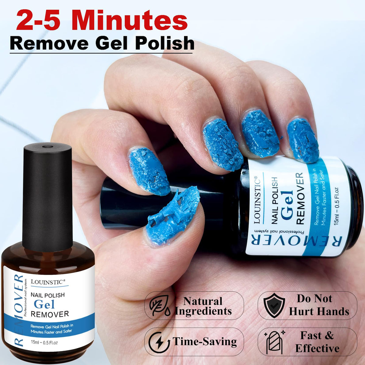 LOUINSTIC woman on sofa using kit showing easy at-home manicure cleanup
