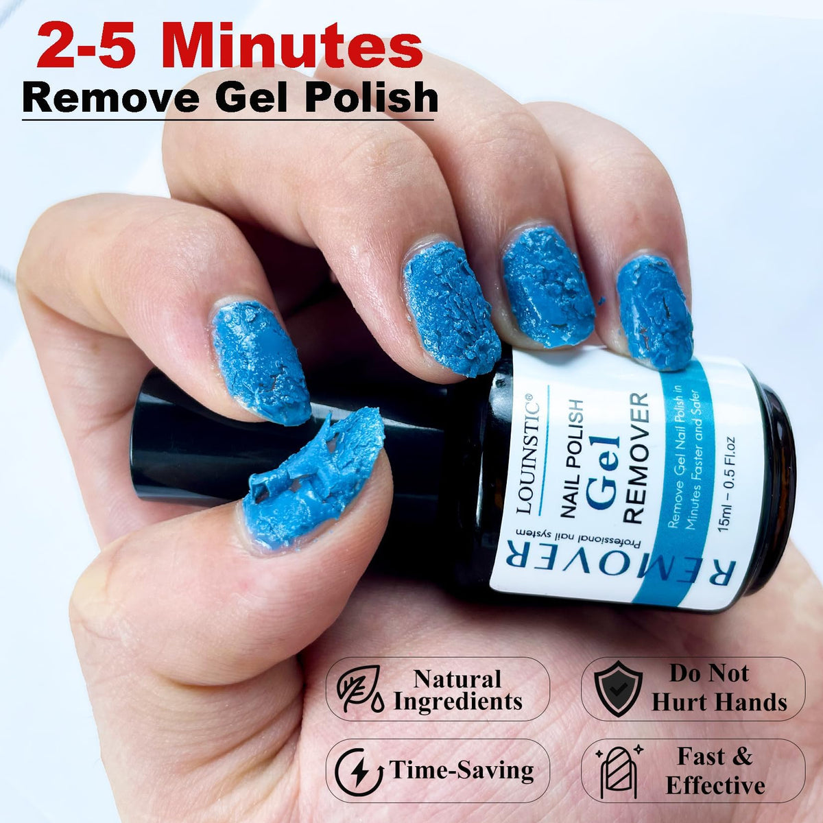 LOUINSTIC lifestyle shot on sofa illustrating effortless at-home gel removal