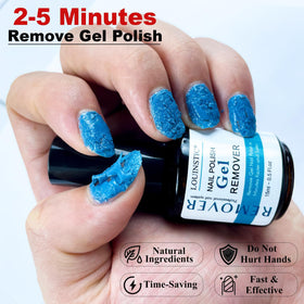 LOUINSTIC lifestyle shot on sofa illustrating effortless at-home gel removal