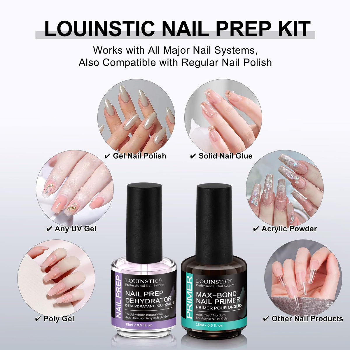 LOUINSTIC applied during salon service improving prep speed and adhesion