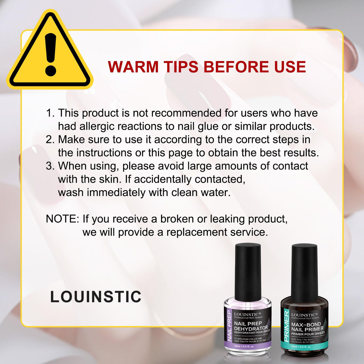 LOUINSTIC ingredient and safety label close-up highlighting low-irritant formula