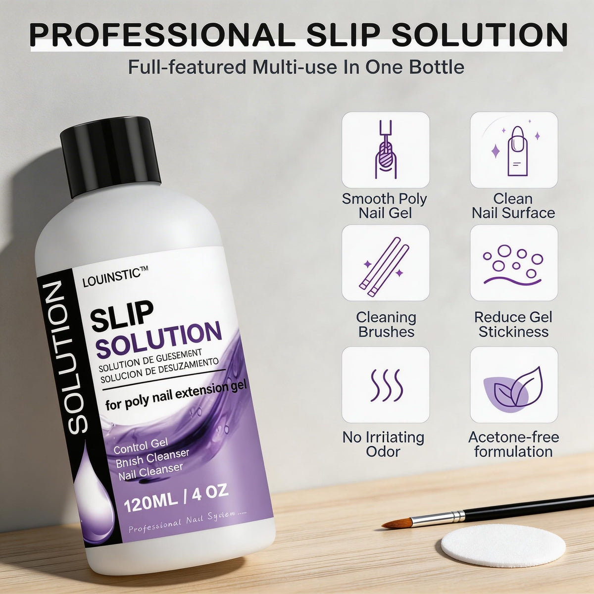 Applying LOUINSTIC slip solution during polygel sculpting for faster, neater shaping