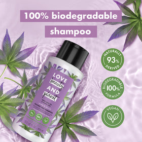 Love Beauty and Planet back label highlighting ingredients and recycled bottle benefit